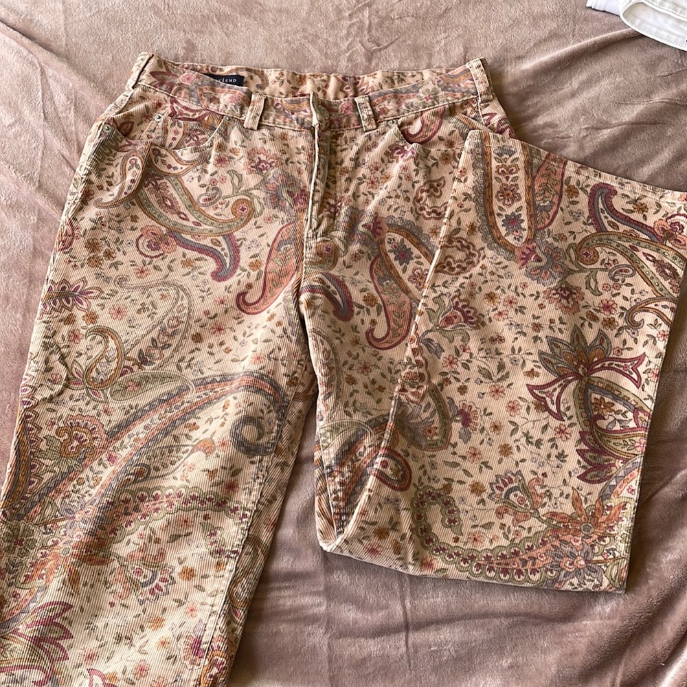 Vintage Paisley High Waisted Corduroy Jeans